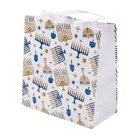 Hanukkah Theme Non-Woven Reusable Folding Gift Bags with Handle ABAG-NH0001-01F-1