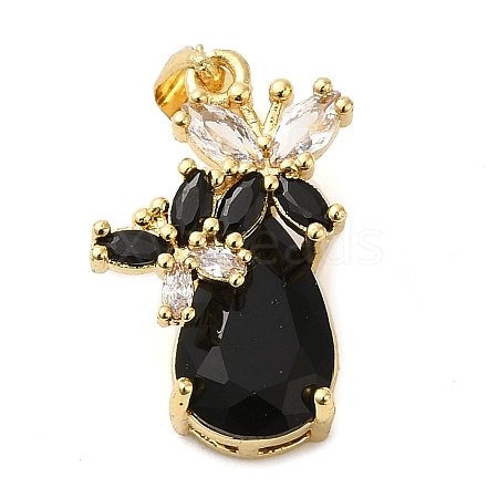 Rack Plating Brass Micro Pave Cubic Zirconia Pendants KK-P241-18G-01-1