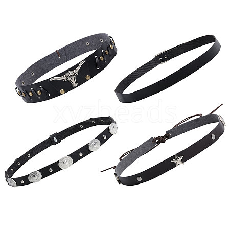 CHGCRAFT 4Pcs 4 Styles Imitation Leather Straw Hat Belt FIND-CA0009-12-1