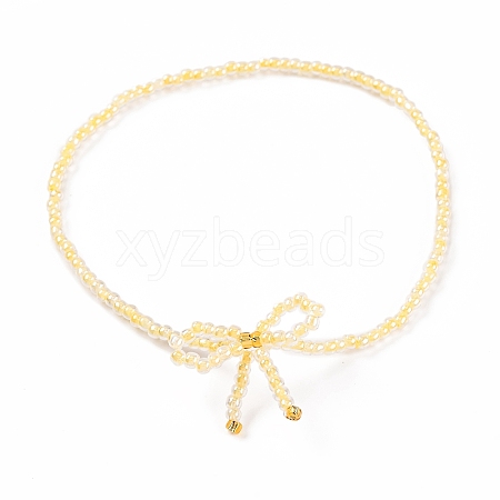 Bowknot Glass Seed Beaded Stretch Bracelets for Women JP0596-1-1