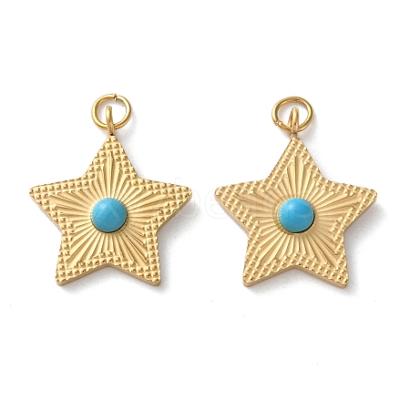 Synthetic Turquoise Star Pendants STAS-Q333-01G-02-1