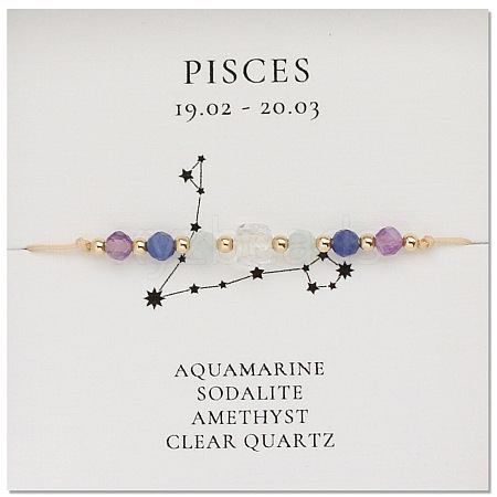 Natural stone constellation bracelet with 12 zodiac signs NR2952-8-1