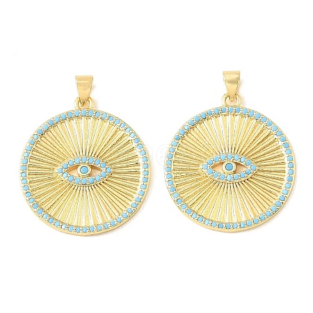 Brass Micro Pave Sky Blue Cubic Zirconia Pendants CU-CBA6938-06G-02-1