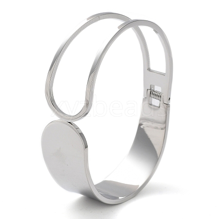 Hollow Out 304 Stainless Steel Wide Cuff Bangles BJEW-G689-01P-1