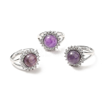 Natural Amethyst Adjustable Rings RJEW-P043-02P-21-1