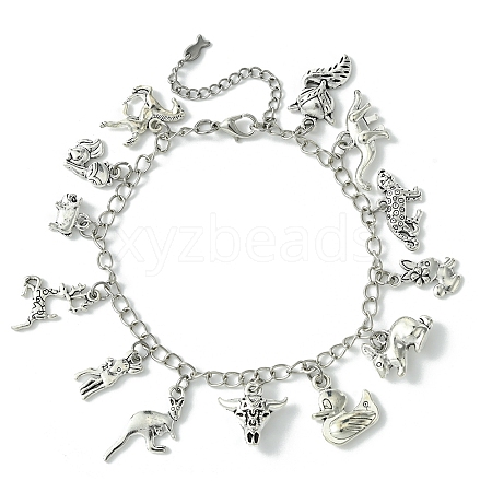 Tibetan Style Alloy Animal Charm Bracelets BJEW-FS00012-1