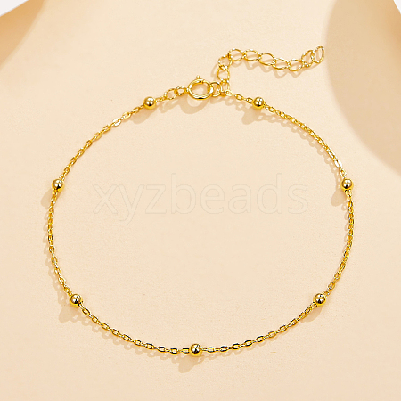 Fashionable 925 Sterling Silver Round Bead Cable Chain Bracelets for Women PE0629-1
