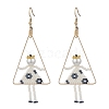 2Pair Girl with Triangle Brass Glass Seed Beads Dangle Earrings EJEW-MZ00453-4