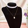 Alloy Enamel Letter Pendant Single Face White Velvet Ribbon & Brass Chain Double Layered Choker Necklaces NJEW-TAC0034-6