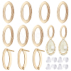 BENECREAT 12Pcs Brass Hollow Out Oval Stud Earring Findings KK-BC0011-01-1