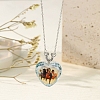 Heart with Horse Pattern Glass Pendant Necklaces PW-WGF1C5C-08-1