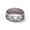 Non-Tarnish 201 Stainless Steel Hollow Leaf Finger Ring for Women RJEW-J051-46P-2