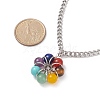 Natural & Synthetic Mixed Gemstone Beaded Flower Pendant Necklace NJEW-TA00040-3