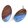 Resin & Walnut Wood Stud Earring Findings MAK-N032-005A-4
