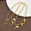 Brass Key & Heart Pendant Bib Necklaces NJEW-G183-08G-1