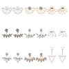 FIBLOOM 9 Pairs 9 Style Lotus & Teardrop & Triangle Plastic Imitation Pearl Beaded Stud Earrings EJEW-FI0001-21-1