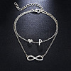 Alloy Infinity Heart Initial Charm Double Layer Anklets for Women FS-WG74AE6-16-1