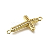 Brass Clear Cubic Zirconia Cross Connector Charms ZIRC-I070-003G-2
