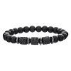 Round Natural Obsidian & Colunm Lava Rock & Synthetic Non-magnetic Hematite Stretch Beaded Bracelet for Women Men OR8380-2-1