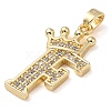 Rack Plating Brass Micro Pave Cubic Zirconia Pendants KK-D535-01F-RS-2