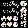 Gorgecraft 8 Sheets 4 Style Heart & Tennis Pattern Laser Style PET Waterproof Self-Adhesive Stickers STIC-GF0001-02C-1