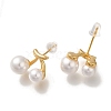 Brass ABS Imitation Pearl Stud Earrings for Women EJEW-B107-05G-2