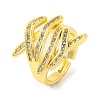 Hug Hand Brass Micro Pave Cubic Zirconia Adjustable Rings for Women RJEW-U003-25A-G-1