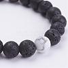 Natural Lava Rock & Howlite Round Beaded Bracelets for Men BJEW-JB02954-8