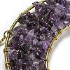 Wire Wrapped Natural Amethyst Chip Moon Pendant Decoration HJEW-C006-03A-2