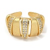 Rack Plating Brass Micro Pave Cubic Zirconia Cuff Finger Rings for Women RJEW-C114-12B-G-2