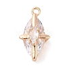 Brass Inlay Clear Glass Pendants KK-S388-28G-1