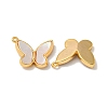 Brass Pave Shell Butterfly Charms KK-K378-30G-2