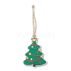 Christmas Theme Wood Teardrop/Christmas Tree  Pendant Decorations HJEW-JM02525-3