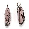 Natural Rose Quartz Big Wire Wrapped Pointed Pendants G-T133-R02G-2