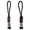 HOBBIESAY 2Pcs 2 Colors Braided Polyester EDC Knife Parachute Lanyard Alloy Skull Bead Pendant Decoration for Men HJEW-HY0001-07-1