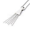 Non-Tarnish 304 Stainless Steel Trapezoid with Tassel Pendant Necklace with Box Chains for Women NJEW-B087-06P-2