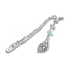 Natural & Dyed Malaysia Jade Round Beaded Alloy Bookmarks AJEW-JK00292-3