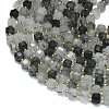 Natural Tourmalinated Quartz Beads Strands G-K389-A20-01-3