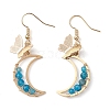 3 Pairs 3 Styles Butterfly & Moon 304 Stainless Steel Dangle Earrings EJEW-TA00415-4