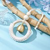 Wood & Cotton Threads Ring Pendant Decorations HJEW-TA00305-2