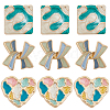 12pcs 3 Style Bowknot/Heart/Square 1-Hole Alloy Enamel Shank Buttons BUTT-GF0003-81-1