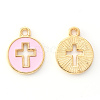 Light Gold Plated Alloy Enamel Pendants X-ENAM-R136-18B-2