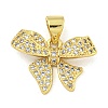 Bowknot Rack Plating Brass Clear Cubic Zirconia Pendants KK-Z053-14G-03-1