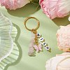 Alloy Enamel Acrylic with Natural Rose Quartz Keychain KEYC-JKC00806-02-2