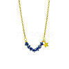 Bohemian Natural Blue Spot Jasper Star Beads Pendant 304 Stainless Steel Chain Necklaces for Women WG45F40-03-1