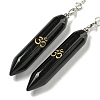 Bullet Natural Obsidian Pointed Dowsing Pendulums AJEW-B106-01AS-03-3