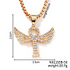 Elegant Brass Crystal Rhinestone Winged Cross Pendant Box Chain Necklaces OK2831-2-1