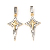 Brass Micro Pave Clear Cubic Zirconia Pendants KK-G543-15GP-03-1