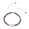 Summer Beach Natural Shell and Coconut Heishi Beaded Adjustable Anklets for Women AJEW-AN00648-3