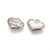 Wedding Theme Antique Silver Tone Tibetan Style Heart with Sister of Bride Rhinestone Charms LS-TIBEP-N005-06C-2
